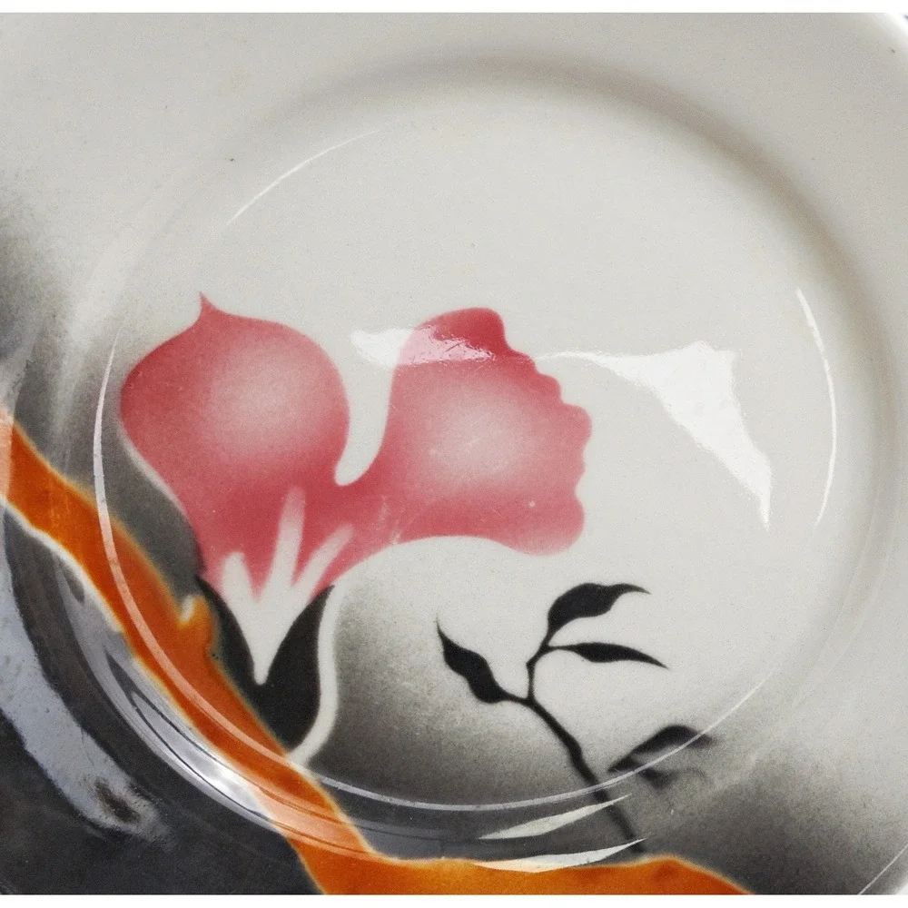 Vintage 1970s Jackson China Pink Flower Airbrush Pattern Restaurant Plates 5.5
